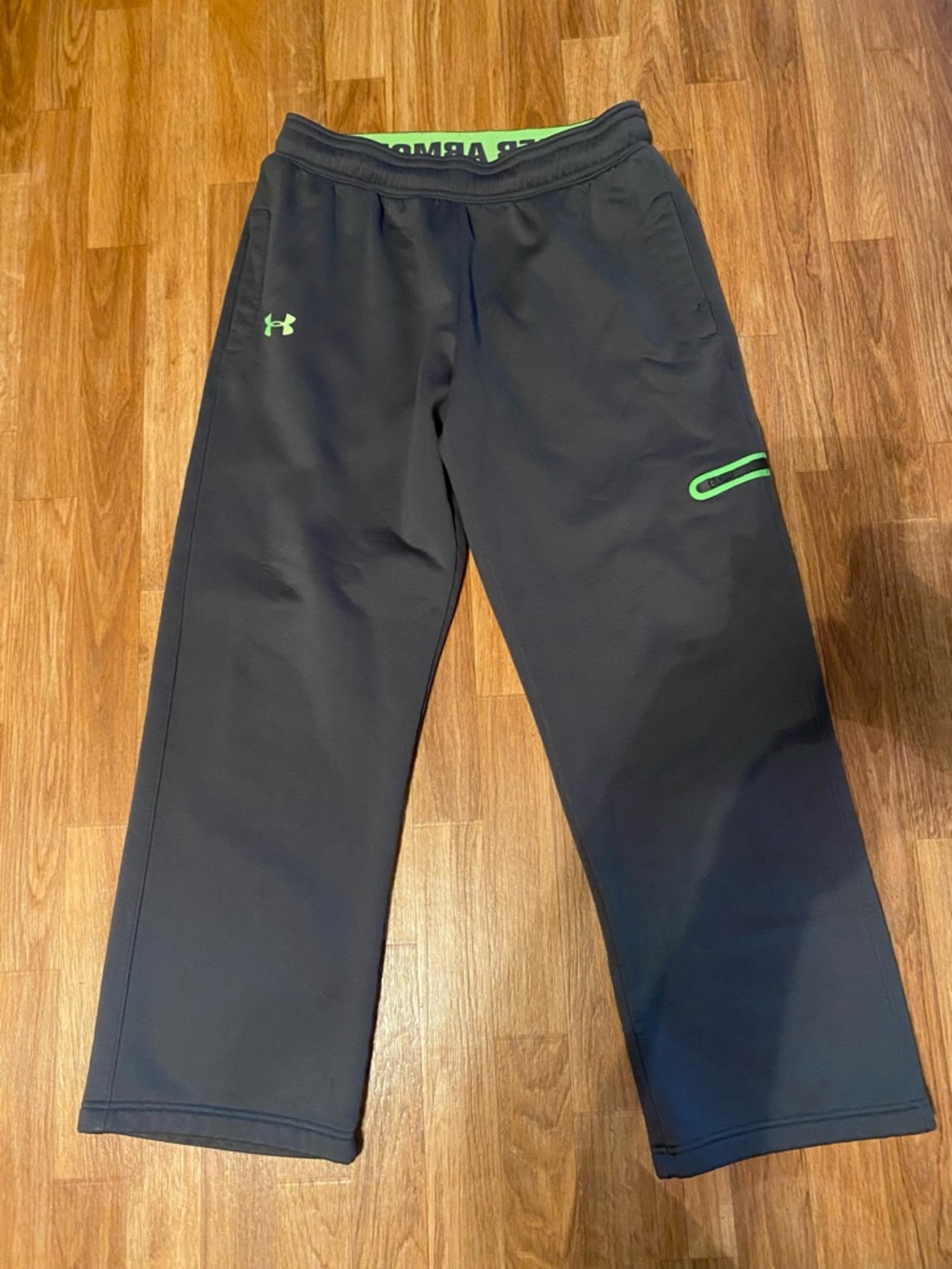 Under Armour Gray Sweatpants with Neon Green Accents